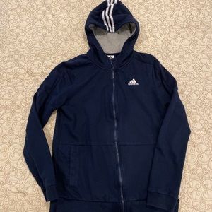 Boys Adidas sweatshirt navy with white stripes XL.